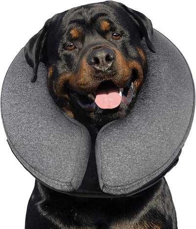 MIDOG Inflatable Dog Cone, Soft Donut Recovery Collar Alternative After Surgery to Help Prevent Licking, Comfy E Collar with Neck Pillow Design, Grey, XL