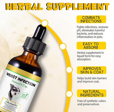 Yeast Infection Treatment for Dogs, Natural Dog Pets Herbal Supplement, Supports Dog Healthy Itch Relief, Ear Infection Treatment, Dogs Allergy Relief, Inflammation Relief