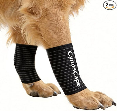 Dog Leg Brace, Black Compression Support Wraps for Front or Rear Legs with Streching Adjustable Strap,Dog Wrist Brace- Leg Sleeve to Stop Licking - Aid in Wound Care and Recovery (Balck, Large)