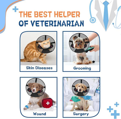 Dog Cone Collar to Stop Licking, Soft Mesh Recovery Collar After Surgery with Liner, Elizabeth Cone Alternative for Medium and Large Dogs, for Surgery, Spay, Neuter, Wound Care,M,Colorful