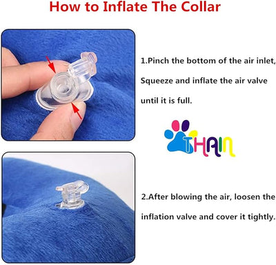 THAIN Soft Dog Recovery Protective Collar After Surgery-Cone Inflatable Collar for Dogs and Cats - Adjustable Washable Elizabethan Collar (M)
