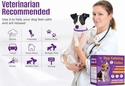Calming Collar for Dogs, 6 Packs Dog Pheromone Calm Collars to Relieve Anxiety Bad Behavior, Long Lasting Pheromone for 60 Days, 25 Inches Adjustable for Small Medium and Large Dog (Pruple)