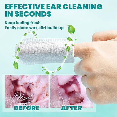 MEDUWEDU Ear Cleaner Finger Wipes 60 Counts, Dog Ear Cleaner,Soft & Easy Otic Cleaning Pads, Remove Wax, Dirt & Stop Smelly, Itchy, Non-Irritating, Grapefruit Scent