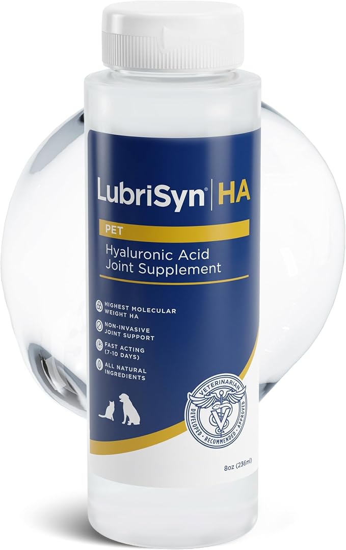LubriSyn HA Hyaluronic Acid Hip & Joint Supplement for Dogs & Cats, Vet-Developed Oral HA, Original Pet & Equine Liquid Formula Supports Mobility, Cartilage Health & Comfort, 8 oz