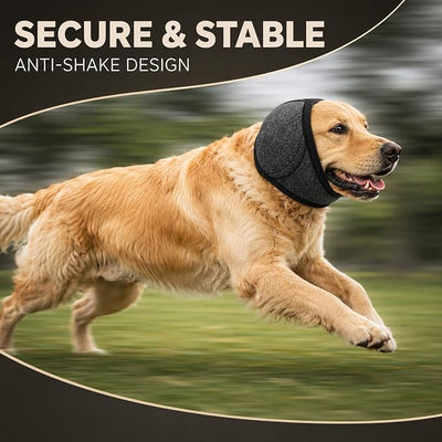 Dog Head Wrap, Dog Ear Muffs Noise Protection, Dogs Ear Covers for Noise, Quiet Ears for Dogs, Anxiety Relief for Thunder, Lightning, Fireworks, Vet Visits, Polyester (Grey, Large)