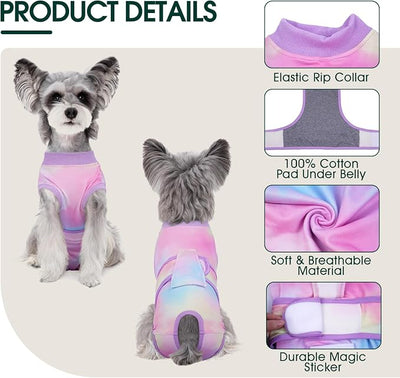 Kuoser Recovery Suit for Dogs, Adjustable Female Spay Dog Surgery Suit, Pet Surgical Shirt Male Neuter Anti Licking Abdominal Wounds Puppy Onesie Bodysuit, Alternative to Doggie Cone After Surgery