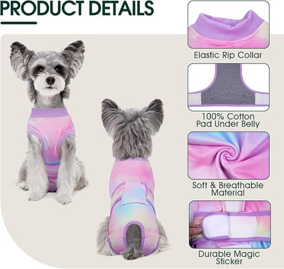 Kuoser Recovery Suit for Dogs, Adjustable Female Spay Dog Surgery Suit, Pet Surgical Shirt Male Neuter Anti Licking Abdominal Wounds Puppy Onesie Bodysuit, Alternative to Doggie Cone After Surgery