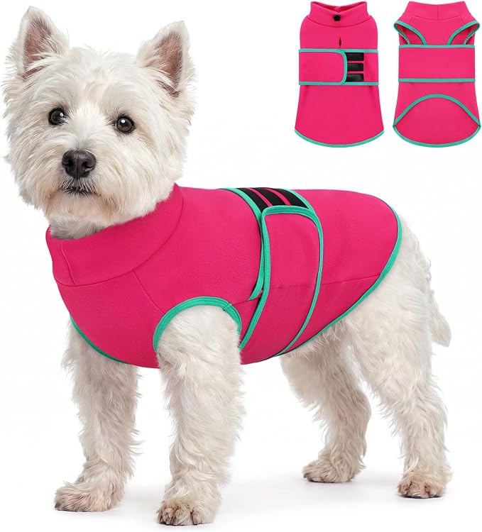 Queenmore Dog Anxiety Calming Vest,Gentle Compression Anxiety Suit for Dogs,Soft Stress Relief Dog Thunder Jacket,Breathable Dogs Calming Shirt for Separation,Thunder, Fireworks, Rosered,S