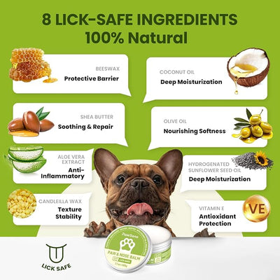 PawSono Lick-Safe Dog Paw & Nose Balm with Coconut Oil | All-Natural Moisturizer & Soother for Dry, Cracked Pads & Snout | Summer Hot Pavement & Sand Paw Wax, Nose Butter for Bulldogs (7.1 oz / 200g)