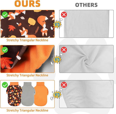KOOLTAIL Thanksgiving Dog Sweater, 3 Pack Fleece Fall Dog Shirt Turtleneck Pullover Clothes for Small Medium Large Dogs, Fuzzy Soft Warm Pet Winter Cold Weather Coat for Puppy Cat Girl Boy, Autumn S