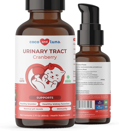 Cranberry Liquid for Cats - UTI, Bladder Health & Incontinence | Liquid cranberry formula for cats. Easy to mix with food. Supports UTI relief, bladder health & urinary tract function.