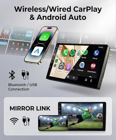 8 Core 6G+128G Android Car Radio for Honda CRV 2007-2011 with Wireless CarPlay Android Auto, 9” Touchscreen Car Stereo Mirror Link GPS WiFi Bluetooth FM RDS DSP EQ SWC Backup Camera