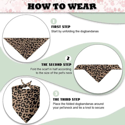 KEIAHUAN Brown Leopard Dog Bandana Pet Scar Reversible Triangle Dog Bib Handkerchief Lightweight Puppy Accessories for Small Medium Large Dogs