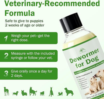 Dewormer for Dogs, Tapeworm Treatment for Dogs, Dog Dewormer Puppy Dewormer, 150ml Suitable for Dogs, with 5ml Dropper