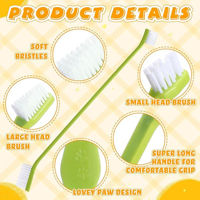 Nuenen 150 Pcs Dog Toothbrush Dual Headed Dental Brushes Puppy Tooth Brushing Kit Long Handle Toothbrush for Large and Small Dogs Cats Most Pets Teeth Cleaning Oral Care Supplies (Stylish Color)