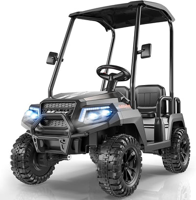 LIGIANT 24V Ride on Car for Big Kids, 4-Seaters Kids Golf Cart, Max. Capacity: 264 Lbs(4 Kids), 4WD Kid's Car w/Remote Control, Detachable Awning, Spring Suspension, Music/Story/Power Display