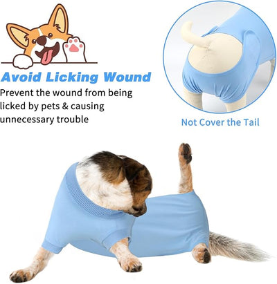 2 Packs Breathable Cotton Dog Recovery Suit for After Neuter Spay Abdominal Wounds Protector, Professional Anti-Licking Onesies for Male Female Pets Surgery Bandages, 2XL Black Blue Pure