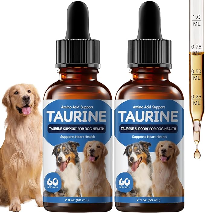 Taurine Liquid Supplement for Dogs, Daily Amino Acid Drops Supporting Heart & Muscle Function, Energy Balance & Physical Stability, 60 ml
