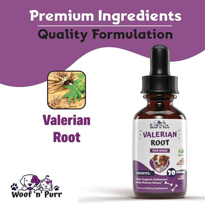 Valerian Root for Dogs - Valerian for Dogs - May Help to Calm & Relax, Improve Sleep, and Much More - Dog Anxiety Relief - Dog Sleep Aid - 1 fl oz - Bacon Flavor