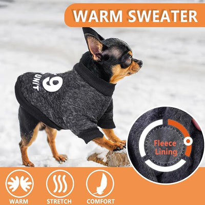 2 Pieces Dog Sweaters for Small Boy Fleece Puppy Sweater for Teacup Chihuahua Yorkie Clothes Soft Warm XS Dog Clothes Doggie Pet Outfit Apparel Black Puppy Sweatshirt