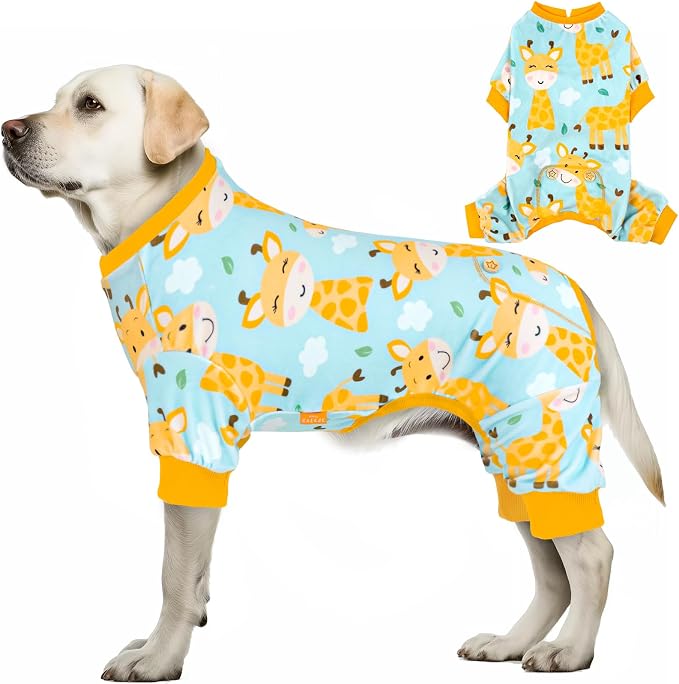 KYEESE Dog Pajamas Soft Pet Clothes Giraffe Dog Pjs Pet Onesie Stretchy Comfy Pet Costume Coat, XX-Large