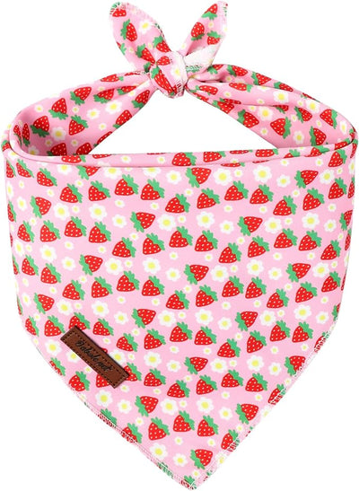 Sweet Strawberry Dog Bandana - Soft Pink Spring Summer Dog Neck Scarf, Cute Pet Bib for Puppy Kitten, Kawaii Photo Dogs Cats Prop for Daily Use Parties & Pet Photography S