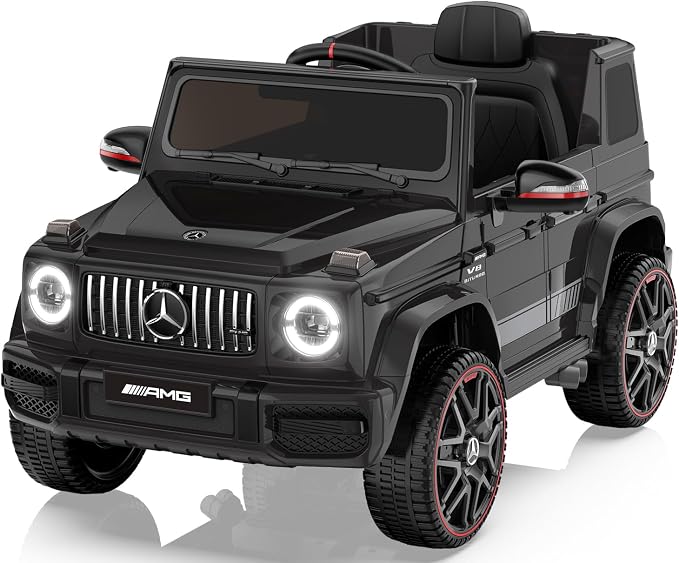 ANPABO Licensed Mercedes-Benz G63 Car for Kids, 12V 7AH Ride on Car w/Parent Remote Control, LED Headlights, Music Player & Horn, Soft Start, Low Battery Prompt, Kids Electric Car, Black