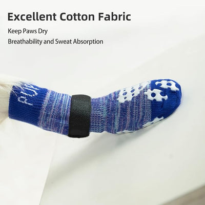 PUPTECK Anti-Slip Dog Socks with Double Sides Grips for Small Medium Large Dogs Hardwood Floors Prevents Licking, Dog Shoes for Hot Pavement Traction Control for Senior Dogs, Royal Blue, XS