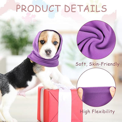 Frienda 2 Pcs Dog Ear Muffs Dog Calming Ear Cover Anxiety Relief Cover Face Neck Warmer Quiet Head Sleeves for Noise Bathing Grooming Drying(Small, Large,Purple, Pink)