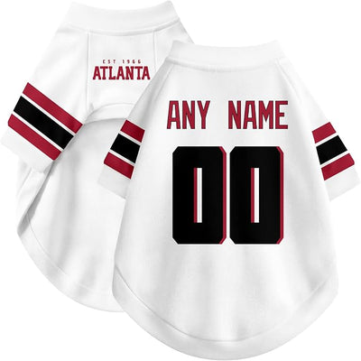 Atlanta Dog Clothes Jersey Style Personalized Pet T Shirt with Custom Name Number for Small Medium Large Dogs