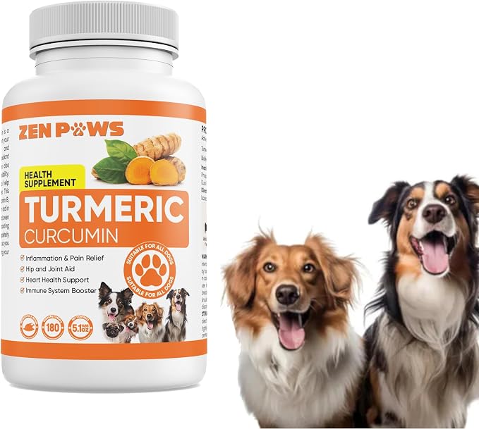 Turmeric Curcumin for Dogs – 180 Duck-Flavored Tablets – Advanced Hip & Joint Formula with Piperine – Supports Mobility, Inflammatory Response, Skin Health & Immune Function