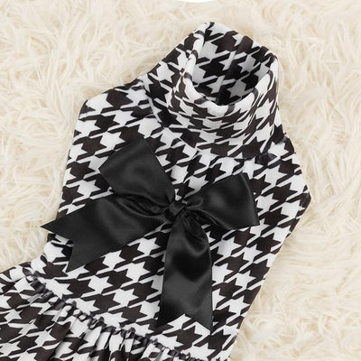CuteBone Turtleneck Dog Velvet Dress Puppy Skirt Costume Pet Clothes Cat Apparel with Bow Hair Rope for Small Dogs CVD04XS