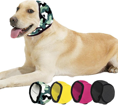 BAMY Swimming Waterproof Dog Ear Caps Calming Large Dog Ears Cover Shower Cap for Ear Protection for Bath for Grooming (Camouflage, M (Head Circumference 14"-19"))