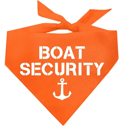 Boat Security Dog Bandana | 100% Cotton Adjustable Triangle | Made in USA | Boat Lover | Captain | Beach | Lake | Funny Outfit Prop Photoshoot | Orange, X-Small (243)