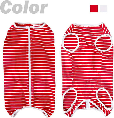 Dog’s Recovery Suit Post Surgery Shirt for Female Male Dog, E-Collar Alternative Wound Protective Clothes (red white-2xl)