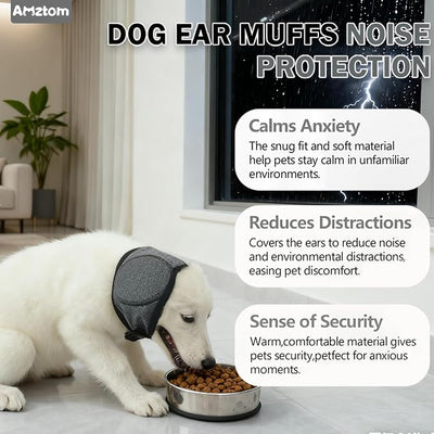 Dog Ear Covers for Grooming,Bathing & Blow Drying,No Shake Ear Wraps Anxiety Relief,Adjustable Quiet Ears for Dogs Comfort Calming Hood for Thunderstorms,Fireworks,Grey,L