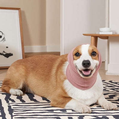 Dog Calming Hoodie Head Wrap,No Shake Anxiety Relief Quiet Thunder Vest for Dogs,Ear Protection Head Muffs for Grooming,Pet Covers for Fireworks,Vet Visits,Bathing,Pink,L