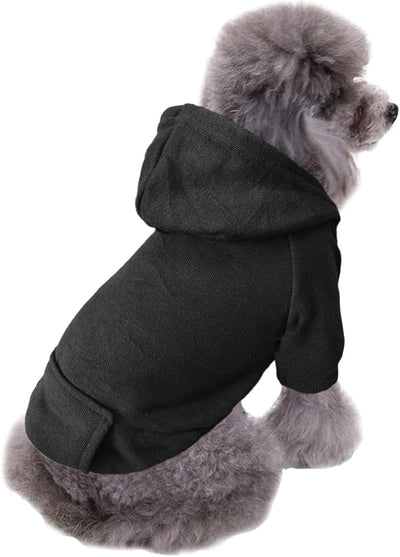 Jecikelon Soft Dog Hoodies for Small Dogs, Fleece Puppy Sweatshirt with Pockets, Warm Winter Cold Weather Coats for Pet Cat, Cute Clothes Puppy Costume (Black, X-Large)