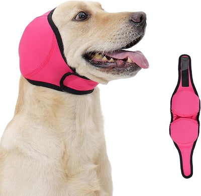 Dog Ear Muffs Noise Protection,Dog with Ear Flaps,Dog Ear Covers for Voise,Relieving Noise and Anxiety with A Soothing Cap Ear Protector,Adjustable Anti Stripping Ear Tips (A-Red, S)