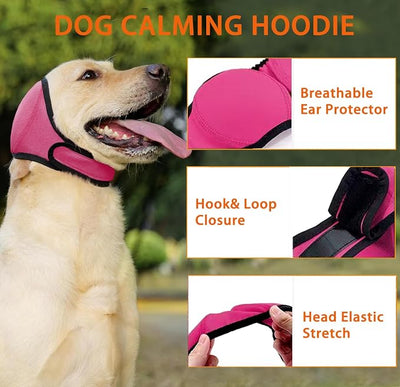 Dog Ear Muffs for Noise Protection No Flap Ear Wraps Calming Hoodie Dogs Anxiety Relief and Thunder Firework, Grooming and Force Drying Shower Cap for Bath Head Cover for Dog