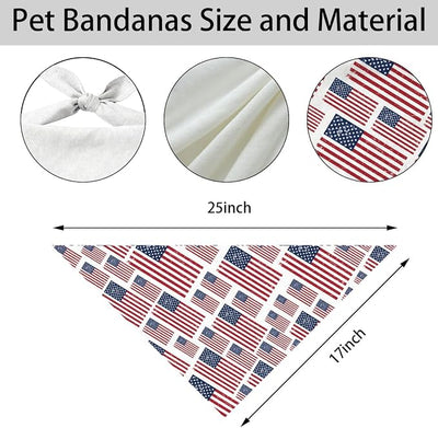 4th of July Dog Bandana, Patriotic American Flag Pet Triangle Scarf for Independence Day Parade BBQ Party Outfit, Distressed Flag Neckerchief for Small Medium Dogs, Puppy Gift