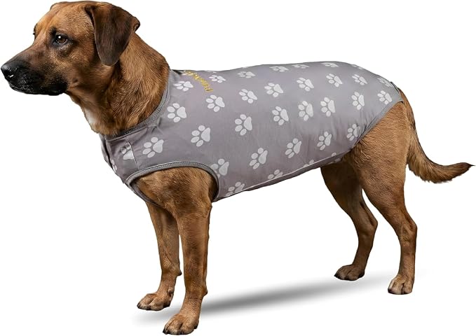 Dog Recovery Suit – Cotton Surgical Onesie, Spay Neuter Post Surgery, Anti-Licking E-Collar Cone Alternative, Abdominal Wound Cover, Male & Female Dogs