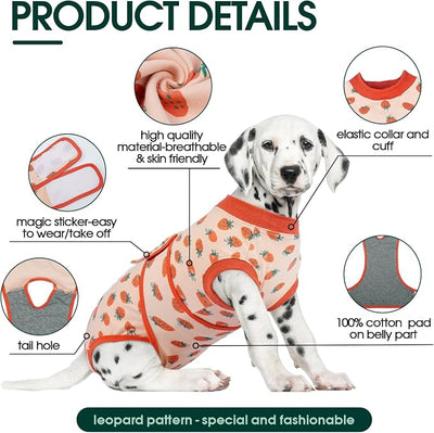 Kuoser Dog Recovery Suit for Female Male Dogs, Post-Surgery Bodysuit for Spay Neuter, Dog Onesie After Surgery, Anti-Licking Pet Surgical Recovery Suit, PinkStrawberry XS
