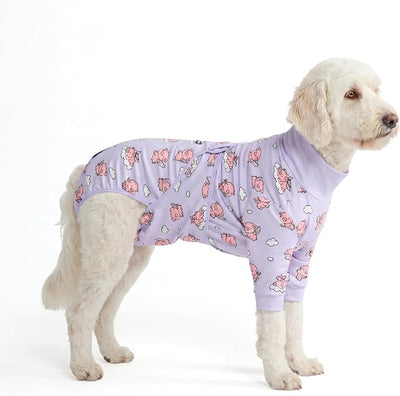 Spark Paws Dog Surgery Recovery Suit – Dog Recovery Suit After Surgery, Anti-Lick Dog Onesie, Abdominal Wound Protector, Soft Cone Alternative for Spay Neuter Male Female Pet Recovery - Pigs Fly - 2XL