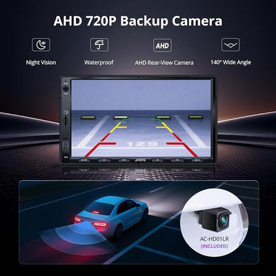 ATOTO A5L 7 inch Android Double DIN Car Stereo, Wireless CarPlay & Android Auto, Wi-Fi/USB/BT, QLED Touchscreen Car CarPlay, Backup Camera,MirrorLink, 24B-EQ DSP, SWC,FM/AM/SS Radio, AI&GPS Track