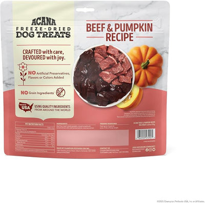 ACANA Singles Grain Free Dog Treats Limited Ingredients & Freeze-Dried Beef & Pumpkin 1.25oz Bag