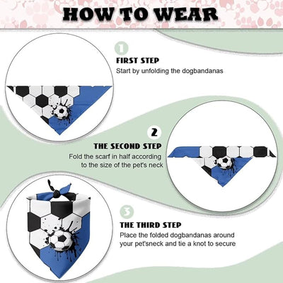 KEIAHUAN Soccer Print Dog Bandana Soft Breathable Sports Themed Pet Triangle Scarf Washable Adjustable Kerchief for Small Medium Large Dogs, Ideal for Game Day Daily Wear