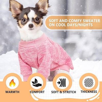 2 Pack 3.5-5.5lbs Dog Sweaters for Small Dogs Girl Winter Dog Clothes Fleece Puppy Sweaters Warm Thick Pet Sweatshirt Outfit Small Dog Sweater for Boy Dogs and Cat,XS,Pink Purple