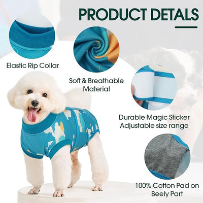 Kuoser Recovery Suit for Dogs After Surgery,Printed Dog Surgery Suit Female Male Spay Neuter,Anti-Licking Dog Onesie for Abdominal Wounds Skin Disease,Pet Surgical Recovery Bodysuit Cone Alternative,S