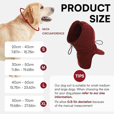 Dog Calming Hoodie Pet Ear Warmer Covers for Noise, No Flap Ear Wrap for Dogs, Quiet Ears Dog Hoodie Anxiety Relief Dogs Hat Calming Hood Head Cover, Burgundy M